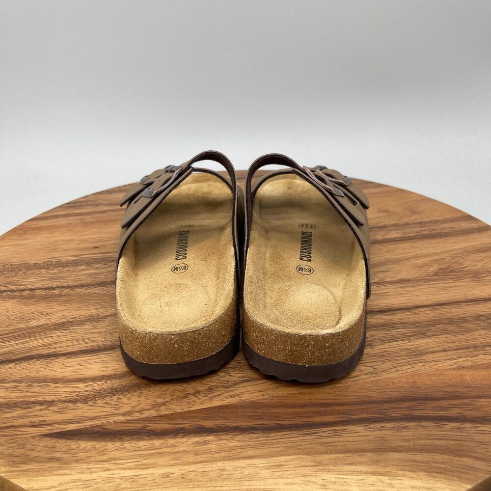 Cushionaire Lane Sandals Womens Size 8.5 M Brown Leather Casual Comfort Slides - Picture 4 of 9